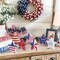 Memorial Day Decorations, 4th of July Decorations, 6Pcs Patriotic Wood Star Block Sign for Independence, Red White Blue American Fourth of July Tabletop Decor for Tiered Tray, Table, Home